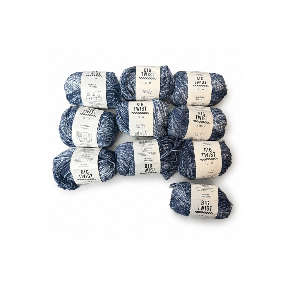 Big Twist Cotton Yarn Denim Splash Variegated 10 Skeins 85% Cotton Lot